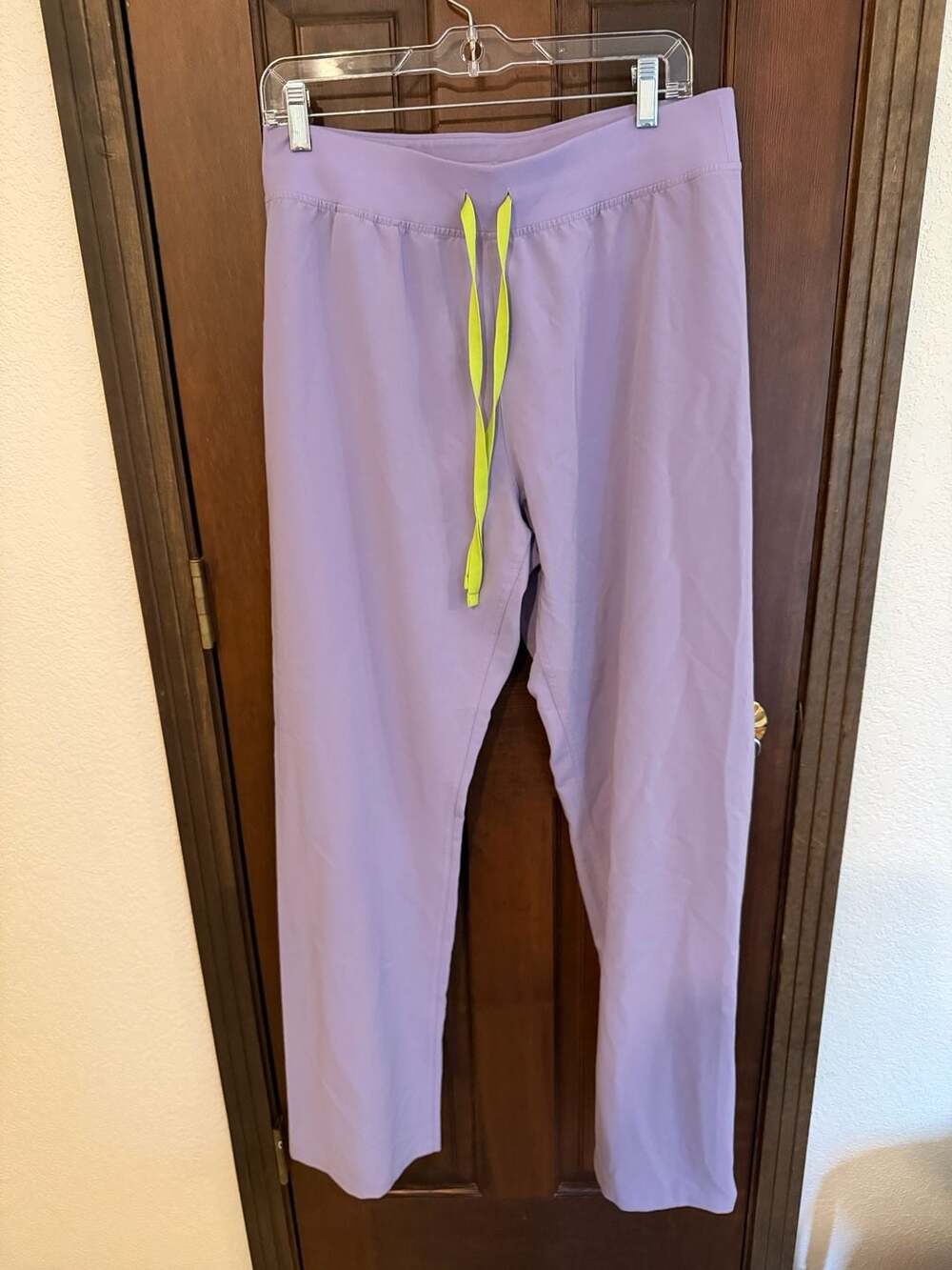 FIGS Livingston Basic Scrub Pants Lavender with Neon Drawstring